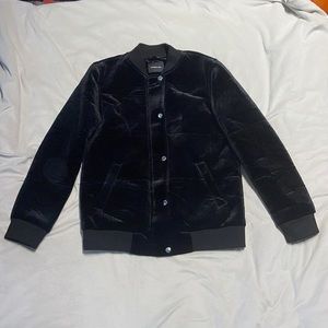 Black velour puffer
